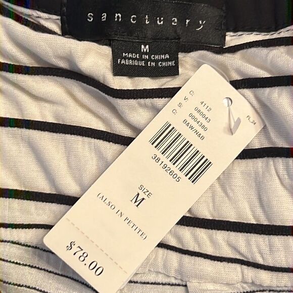NWT Sanctuary Black and White Stripe Tunic Blouse - Size Medium - Picture 10 of 11